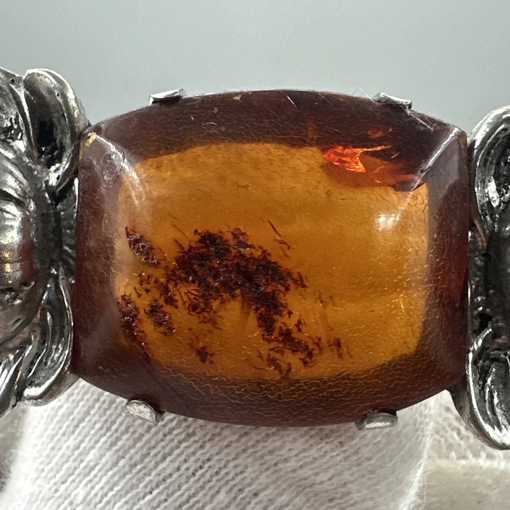 Antique Sterling Amber Flower Brooch #860
